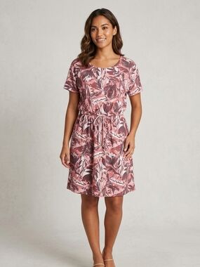 L.L. Bean Women's Floral Dress in Pastel Pink Size XL